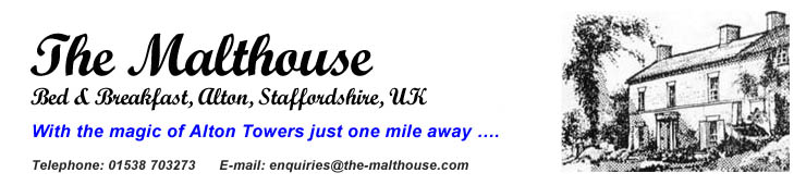 The Malthouse, Licensed Bed & Breakfast, Malthouse Road, Alton, Staffordshire, ST10 4AG